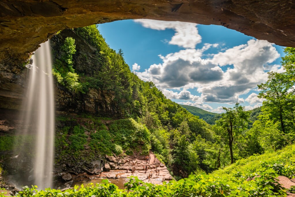 A view of Kaaterskill waterfall in the Catskill Mountains of Upstate New York.